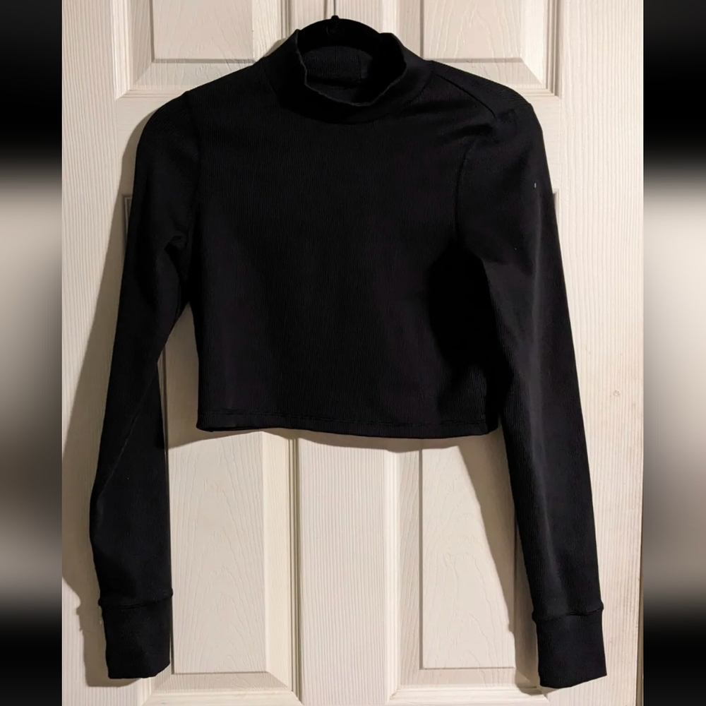 Aerie Black Long Sleeve Crop Top